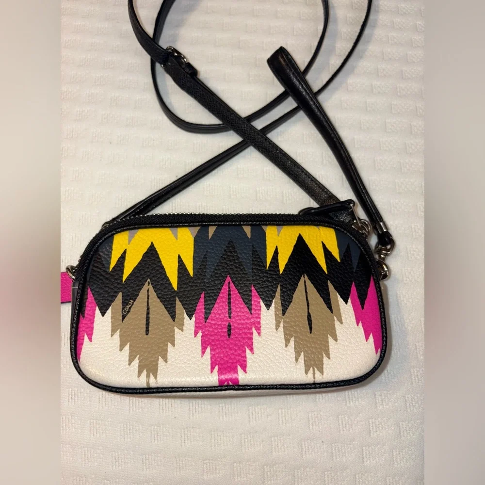Coach Coachella Hawk Feathers Double Zip Wristlet & Crossbody – Rare - Picture 5 of 14